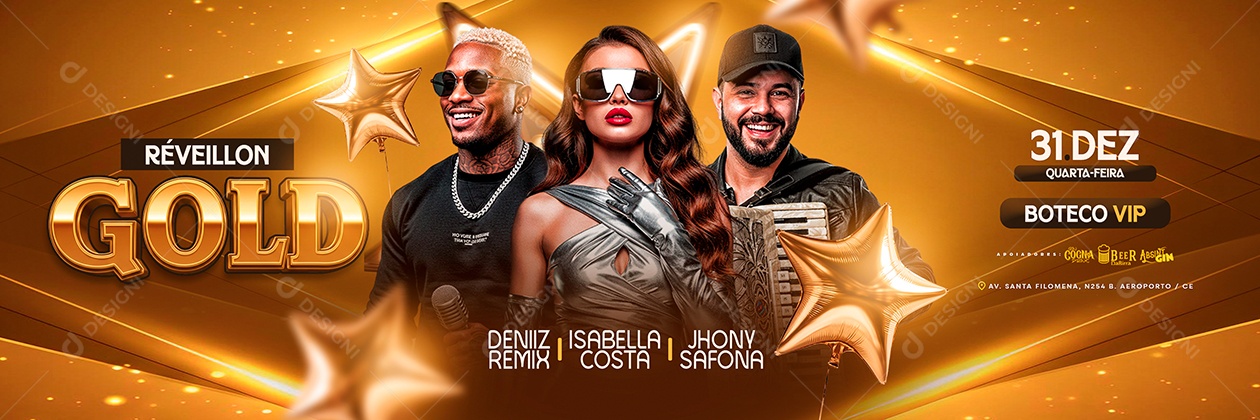 Carrossel Flyer Próximos Shows Réveillon Gold Social Media PSD Editável