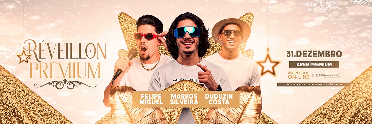 Carrossel Flyer Próximos Shows Réveillon Premium Social Media PSD Editável