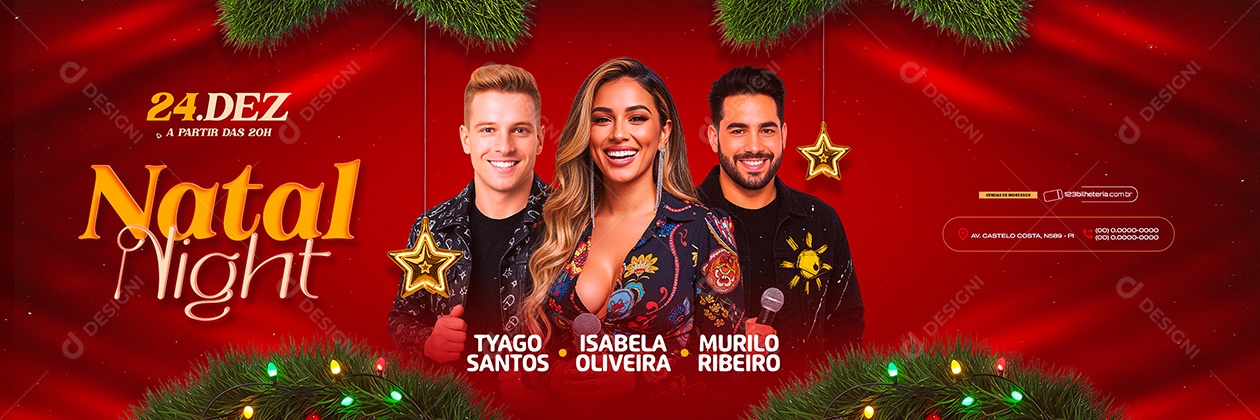 Carrossel Flyer Próximos Shows Natal Night Social Media PSD Editável