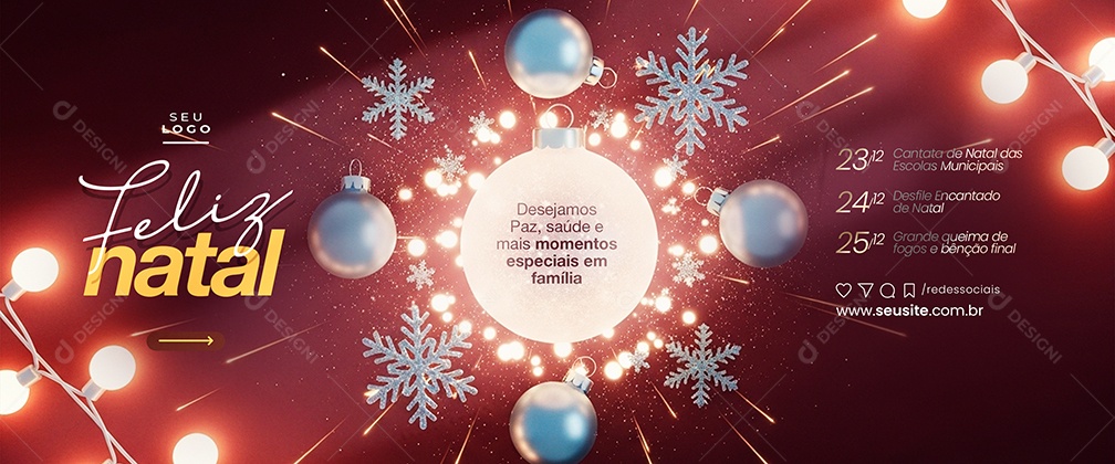 Carrossel Feliz Natal 25 de Dezembro Social Media PSD Editável