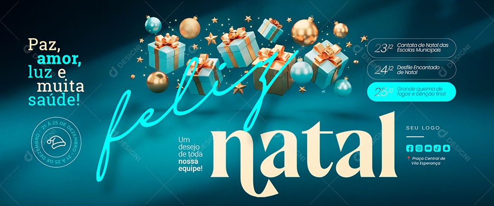 Carrossel Feliz Natal 25 de Dezembro Social Media PSD Editável