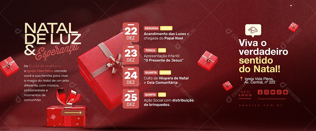 Carrossel Feliz Natal 25 de Dezembro Viva o Verdadeiro Sentido do Natal Social Media PSD Editável