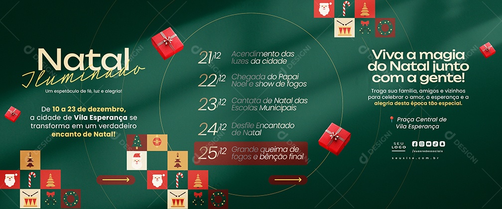 Carrossel Feliz Natal 25 de Dezembro Viva a Magia do Natal Junto Social Media PSD Editável