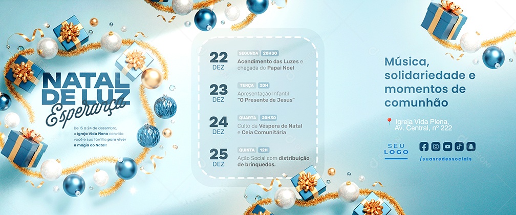 Carrossel Feliz Natal 25 de Dezembro Música Solidariedade Igreja Social Media PSD Editável