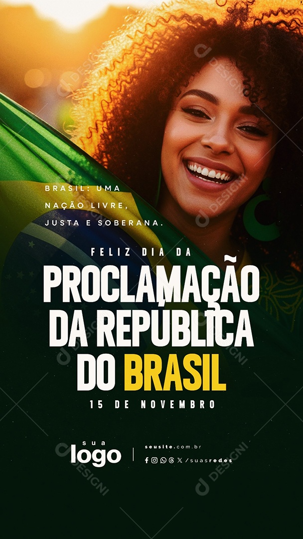 Story Feliz Dia da Proclamação da República 15 de Novembro Social Media PSD Editável