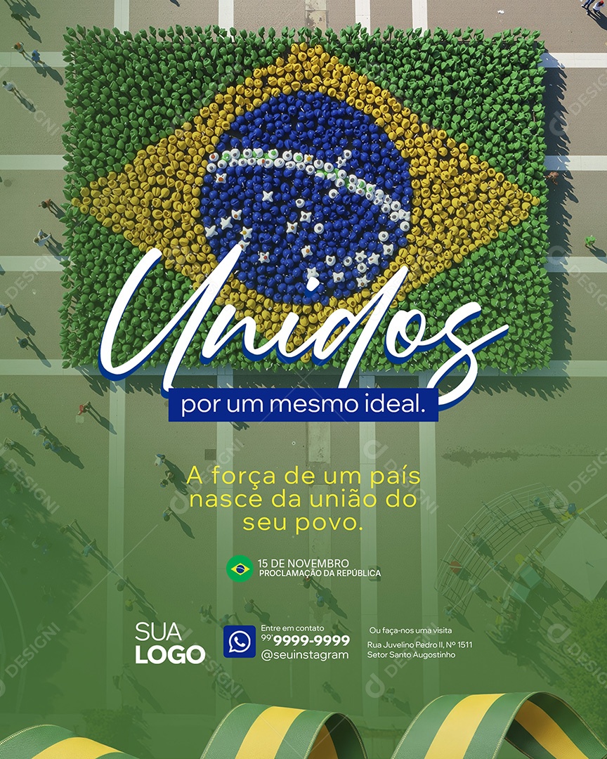 Dia da Proclamação da República 15 de Novembro Unidos Social Media PSD Editável