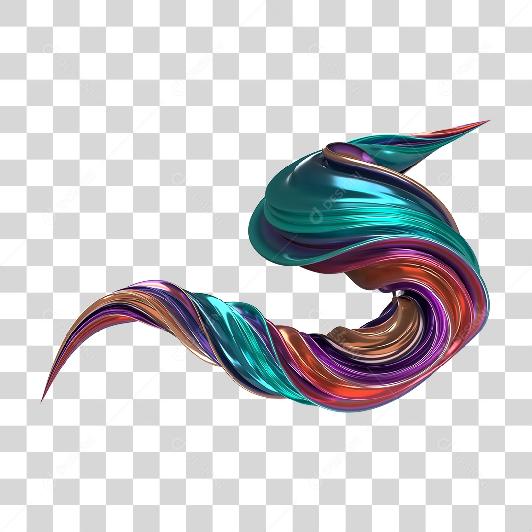 Forma Abstrata e Fluida Cores PNG Transparente