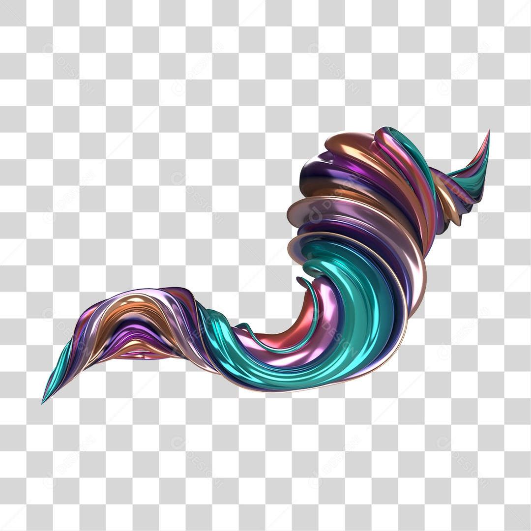 Forma Abstrata e Fluida Cores PNG Transparente