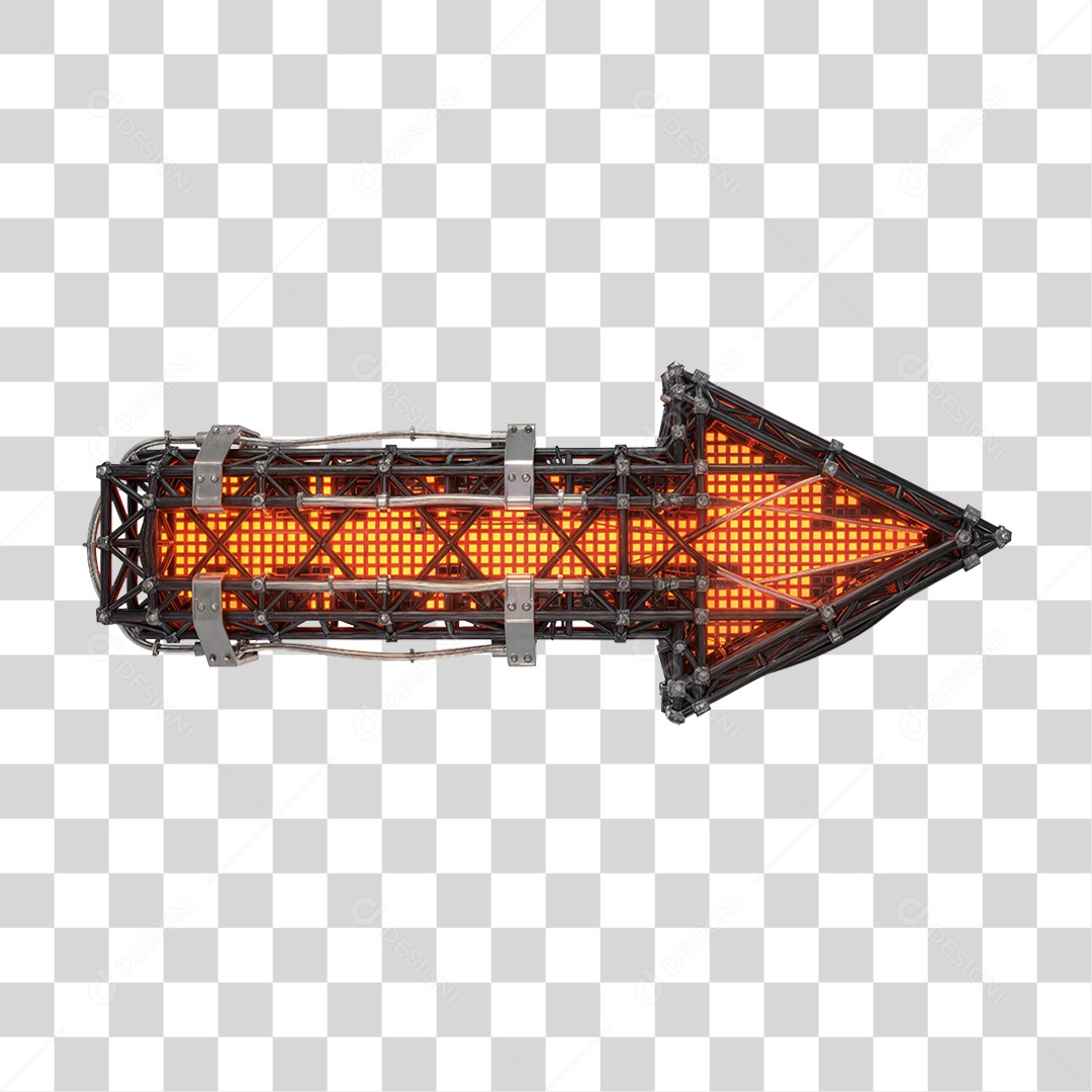 Elemento 3D Metal com Neon PNG Transparente