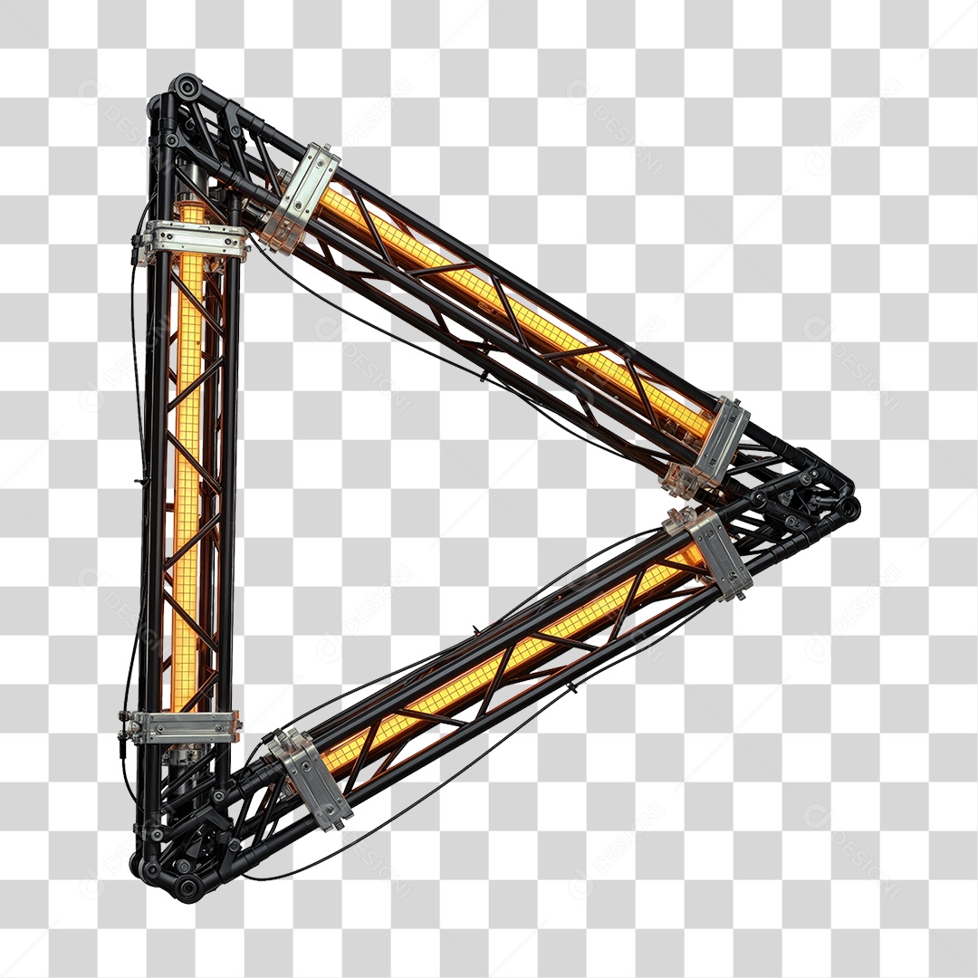 Elemento 3D Metal com Neon PNG Transparente