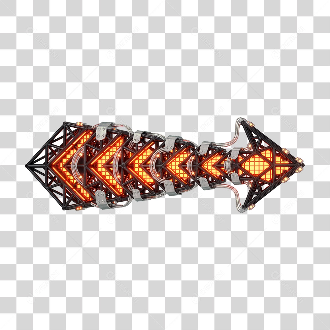 Elemento 3D Metal com Neon PNG Transparente