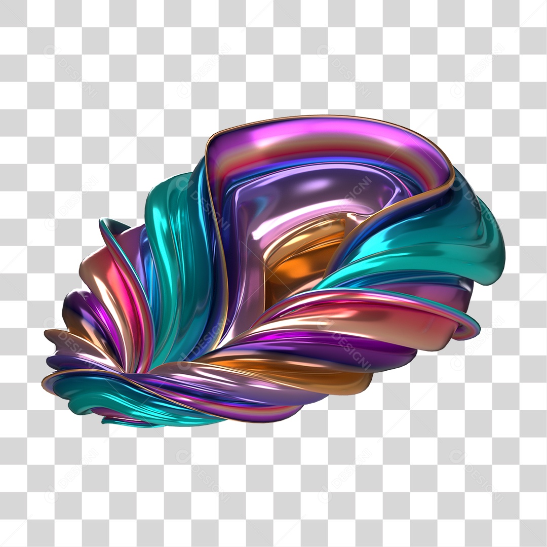 Forma Abstrata e Fluida Cores PNG Transparente