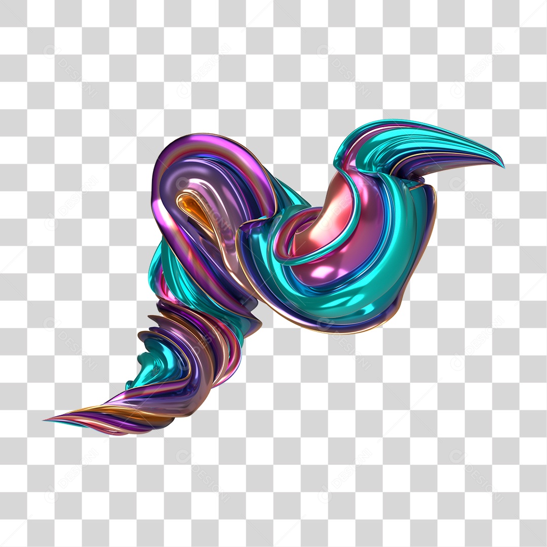 Forma Abstrata e Fluida Cores PNG Transparente