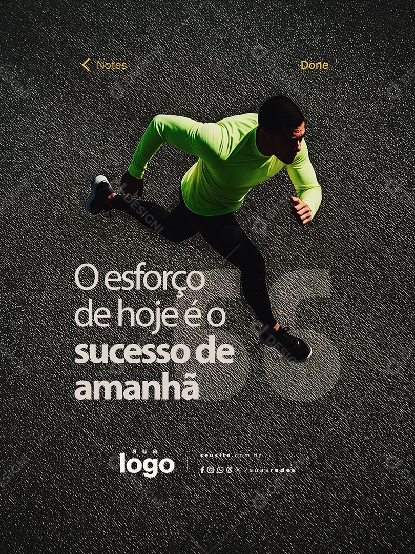 Frase Motivacional O Esforço de Hoje é o Sucesso de Amanhã Social Media PSD Editável