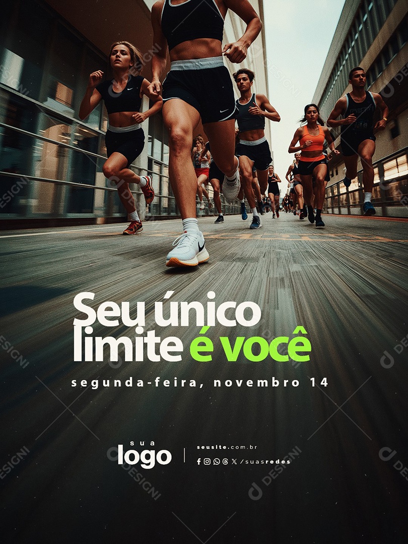 Frase Motivacional Seu Único Limite é Você Social Media PSD Editável