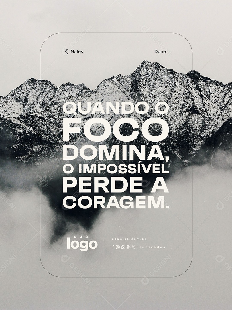 Frase Motivacional Quando o Foco Domina Social Media PSD Editável