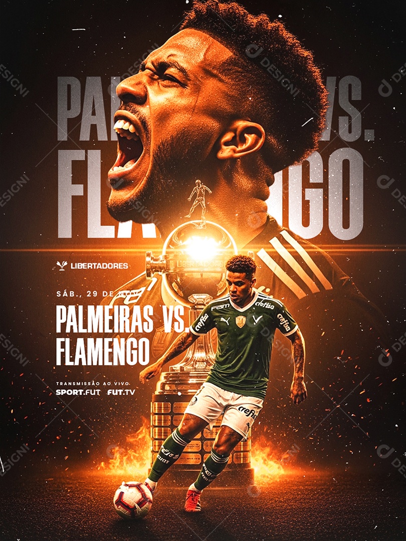 Libertadores Palmeiras VS Flamengo Transmissão Ao Vivo Social Media PSD Editável
