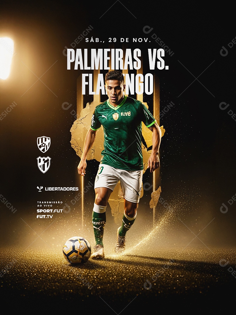 Libertadores Palmeiras VS Flamengo Transmissão Ao Vivo Social Media PSD Editável
