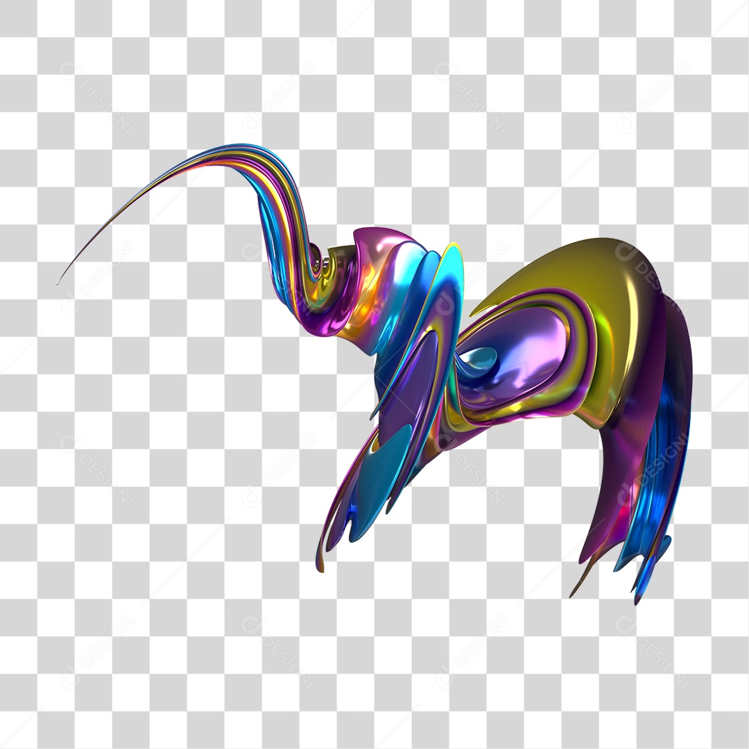 Forma Abstrata e Fluida Cores PNG Transparente