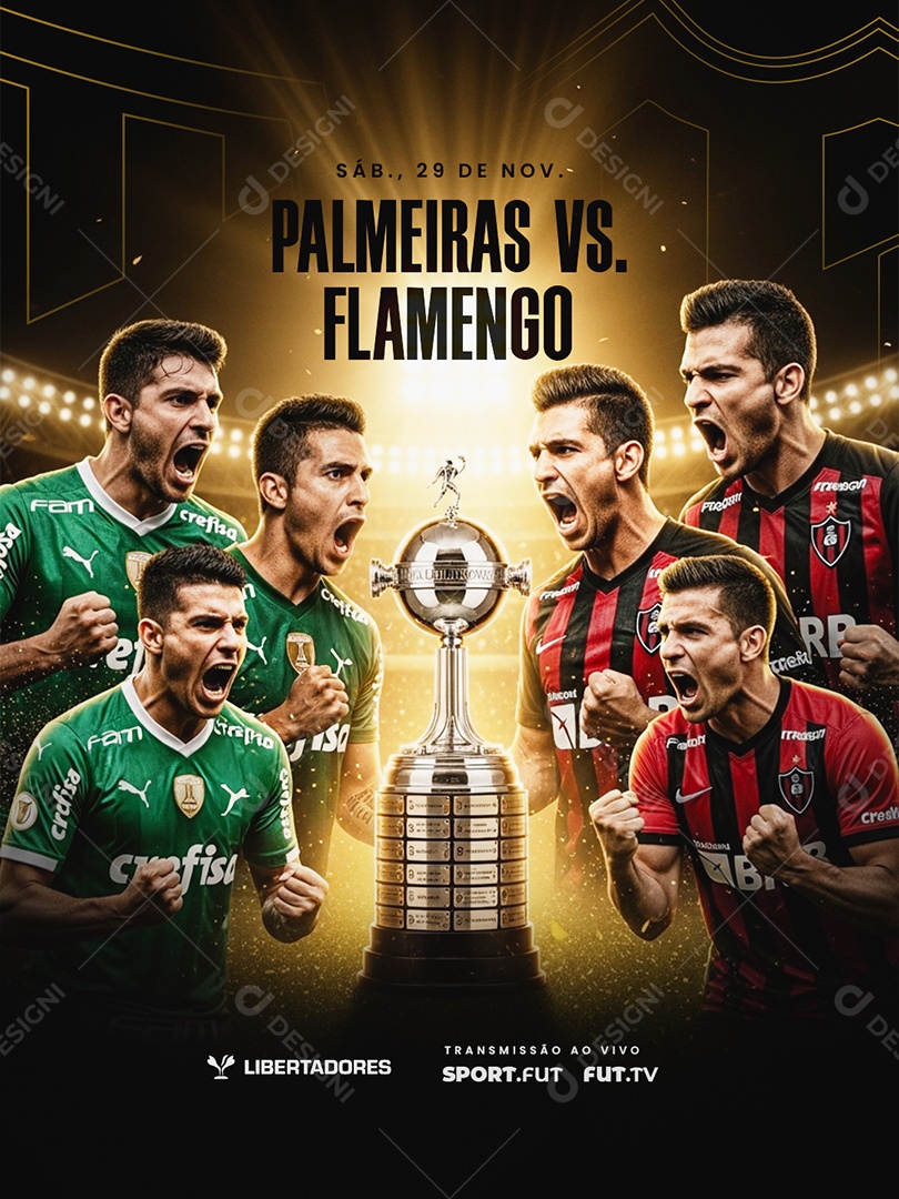 Libertadores Palmeiras VS Flamengo Social Media PSD Editável