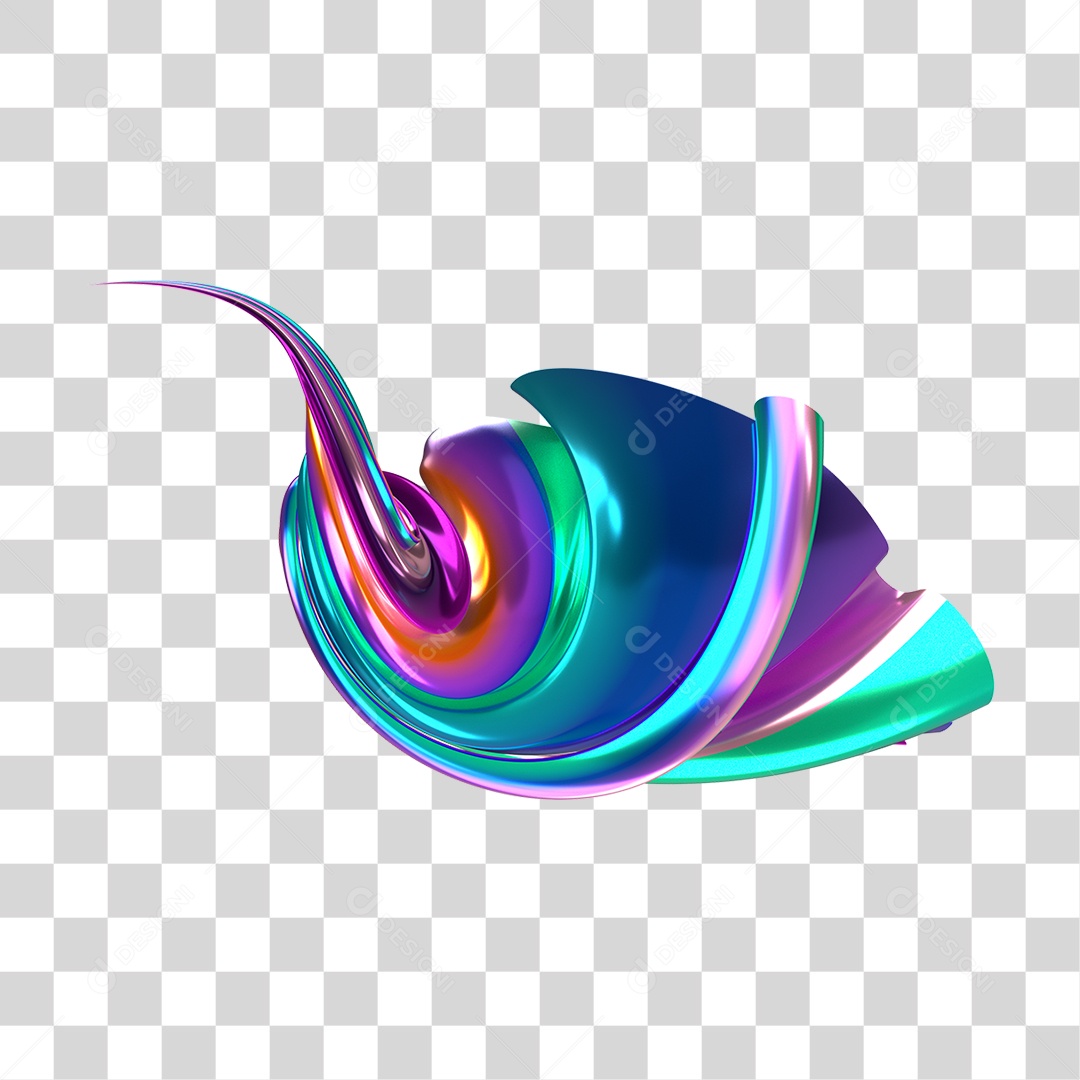 Forma Abstrata e Fluida Cores PNG Transparente