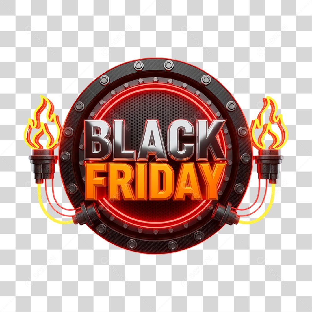 Selo 3D Black Friday PNG Transparente
