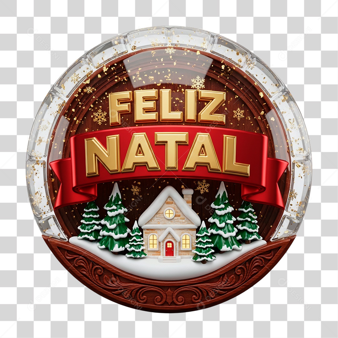 Selo 3D Feliz Natal PNG Transparente