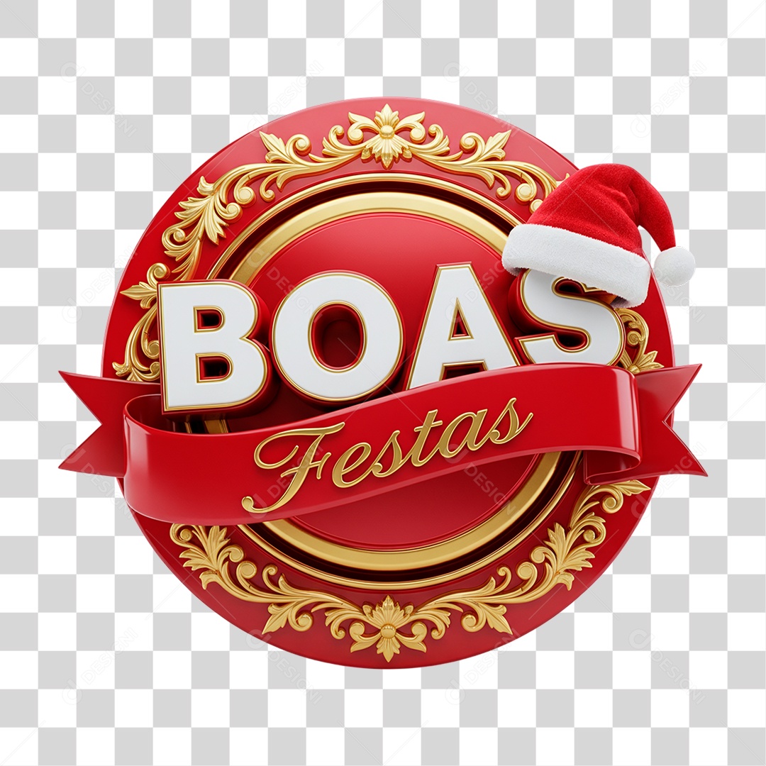 Selo 3D Boas Festas PNG Transparente
