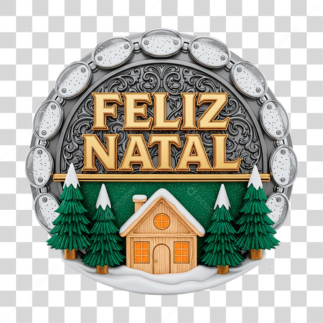 Selo 3D Feliz Natal PNG Transparente