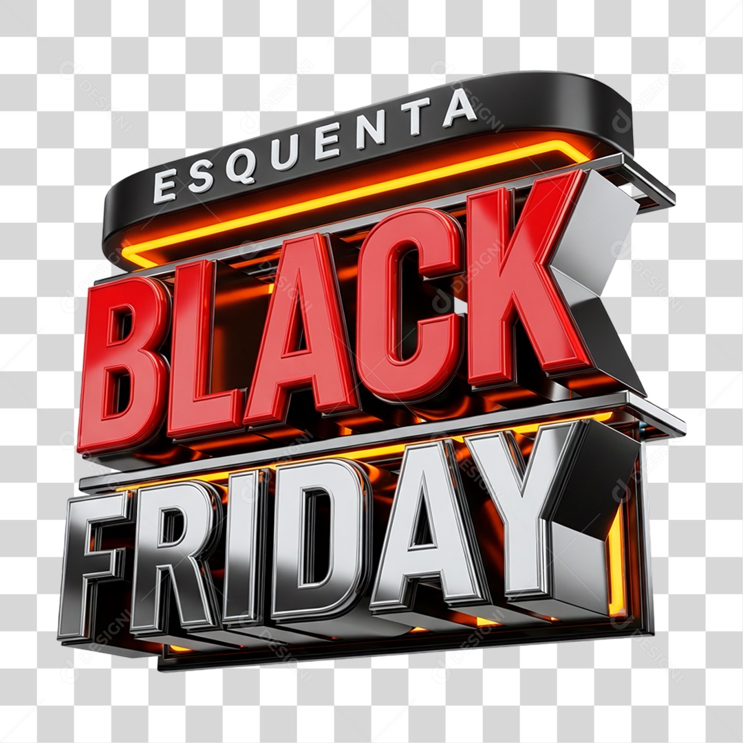 Selo 3D Esquenta Black Friday PNG Transparente