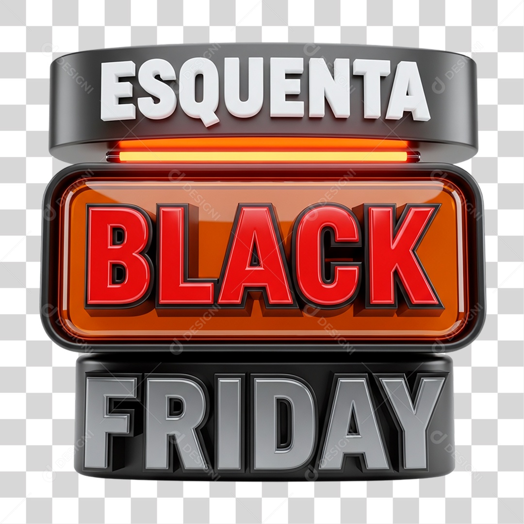 Selo 3D Esquenta Black Friday PNG Transparente