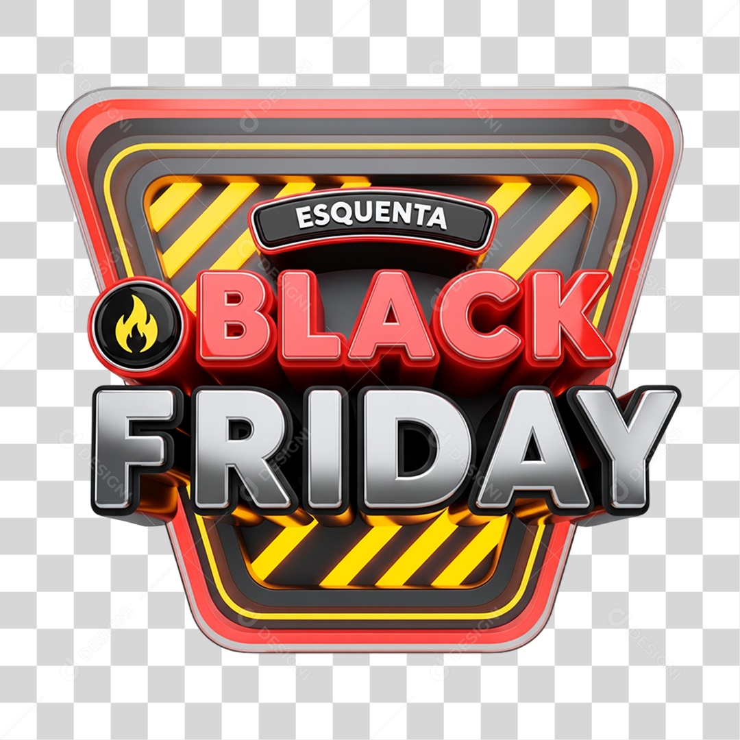 Selo 3D Esquenta Black Friday PNG Transparente