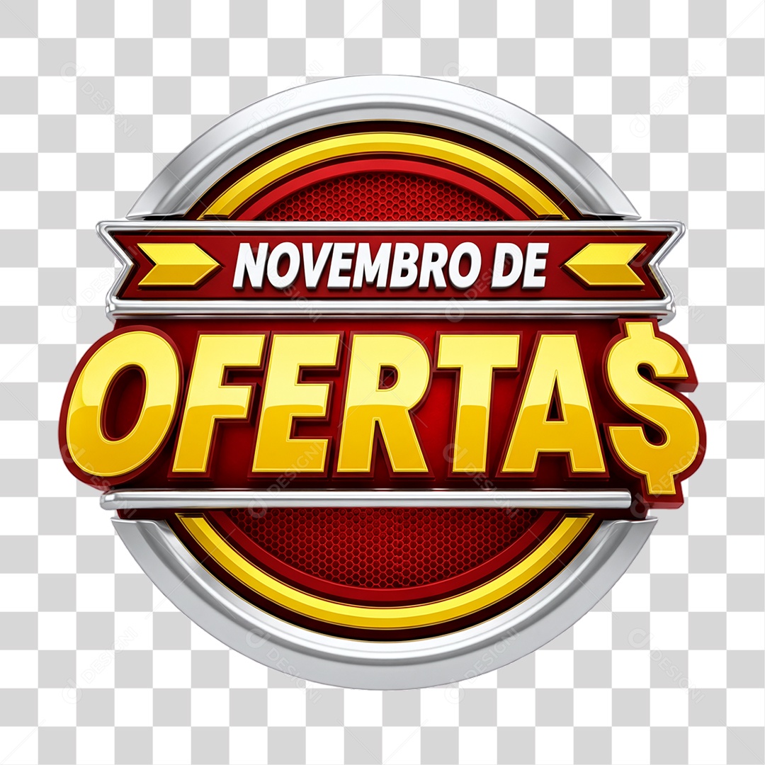 Selo 3D Novembro de Ofertas PNG Transparente