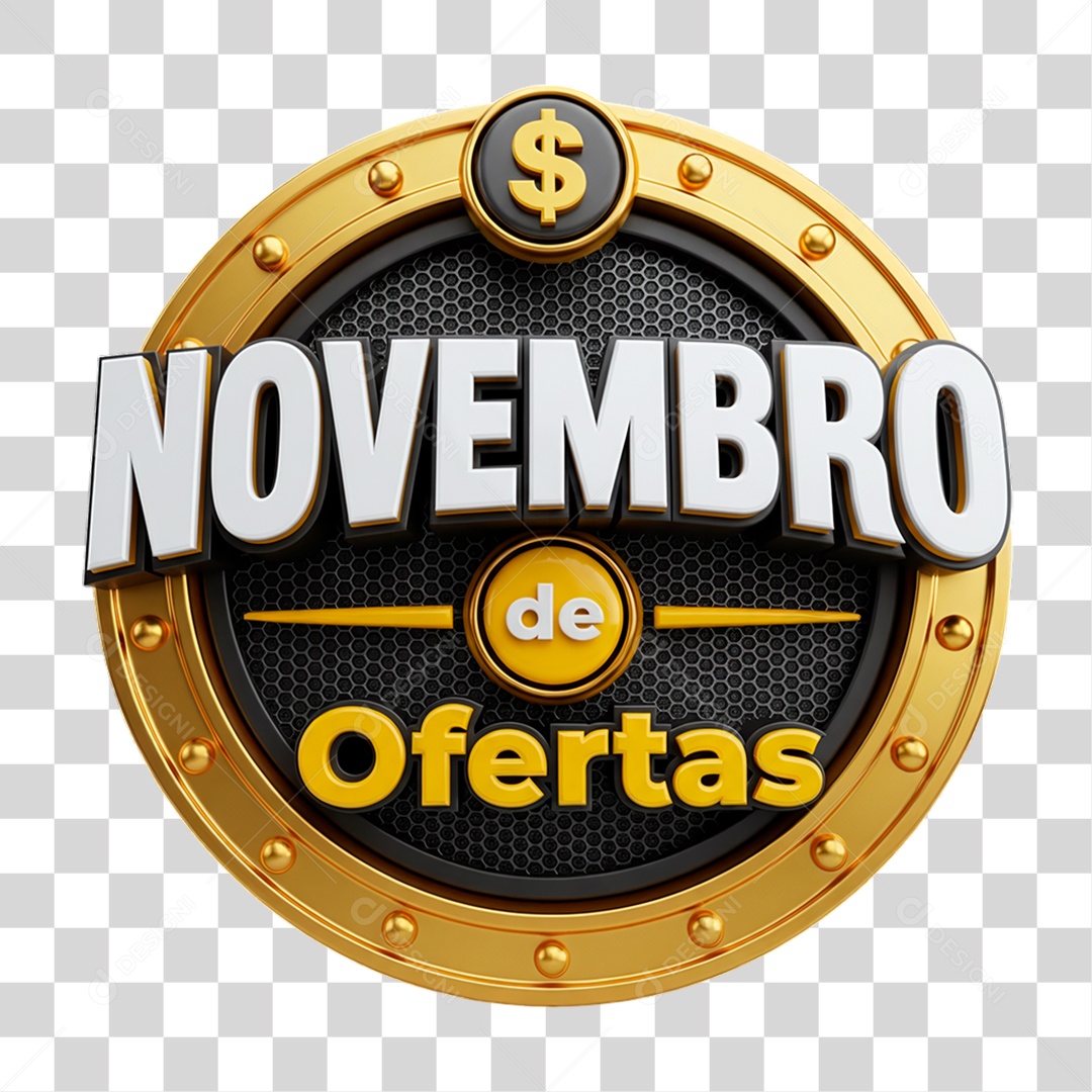 Selo 3D Novembro de Ofertas PNG Transparente
