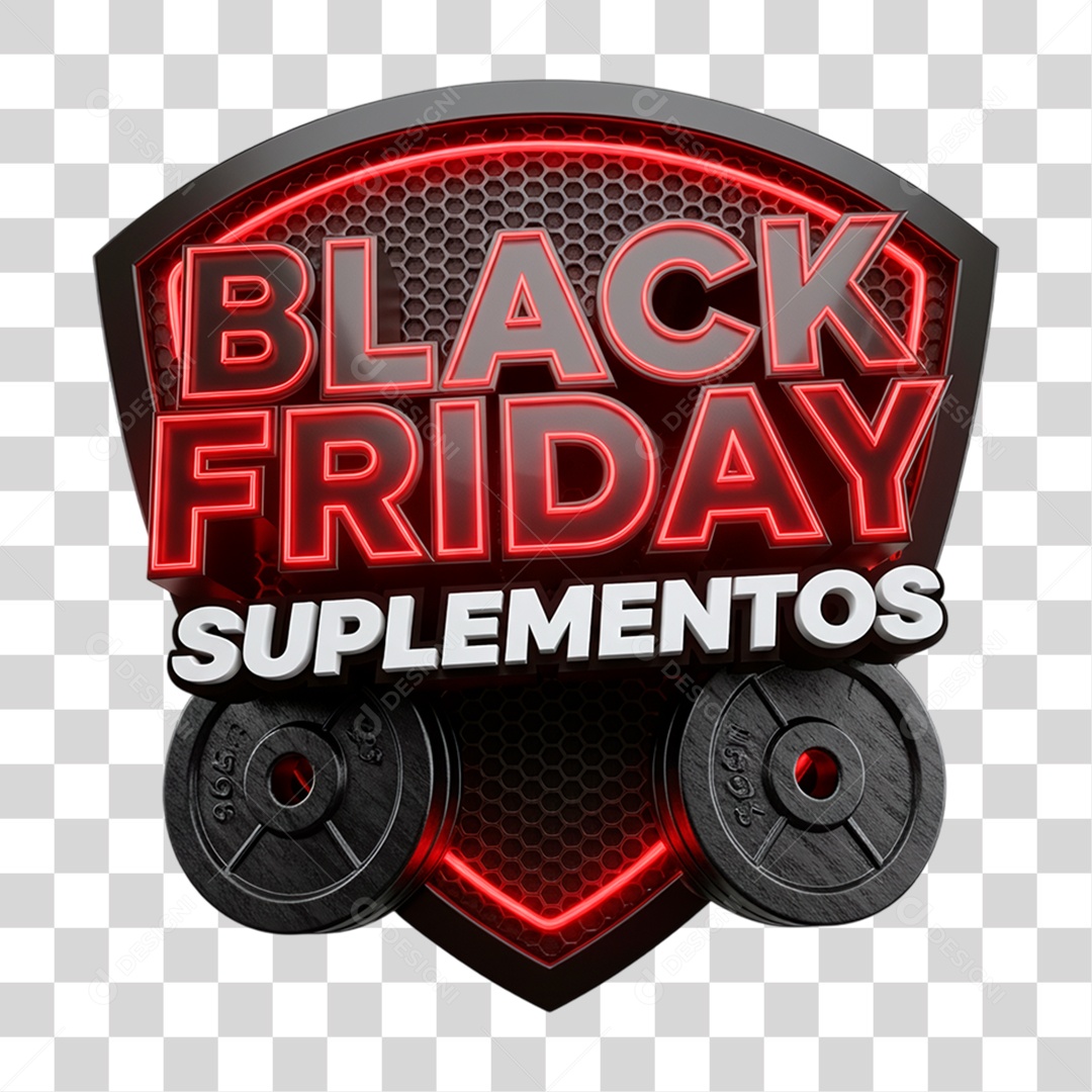 Selo 3D Black Friday Suplementos PNG Transparente