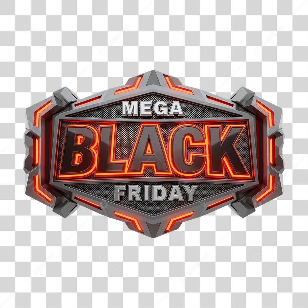 Selo 3D Mega Black Friday PNG Transparente