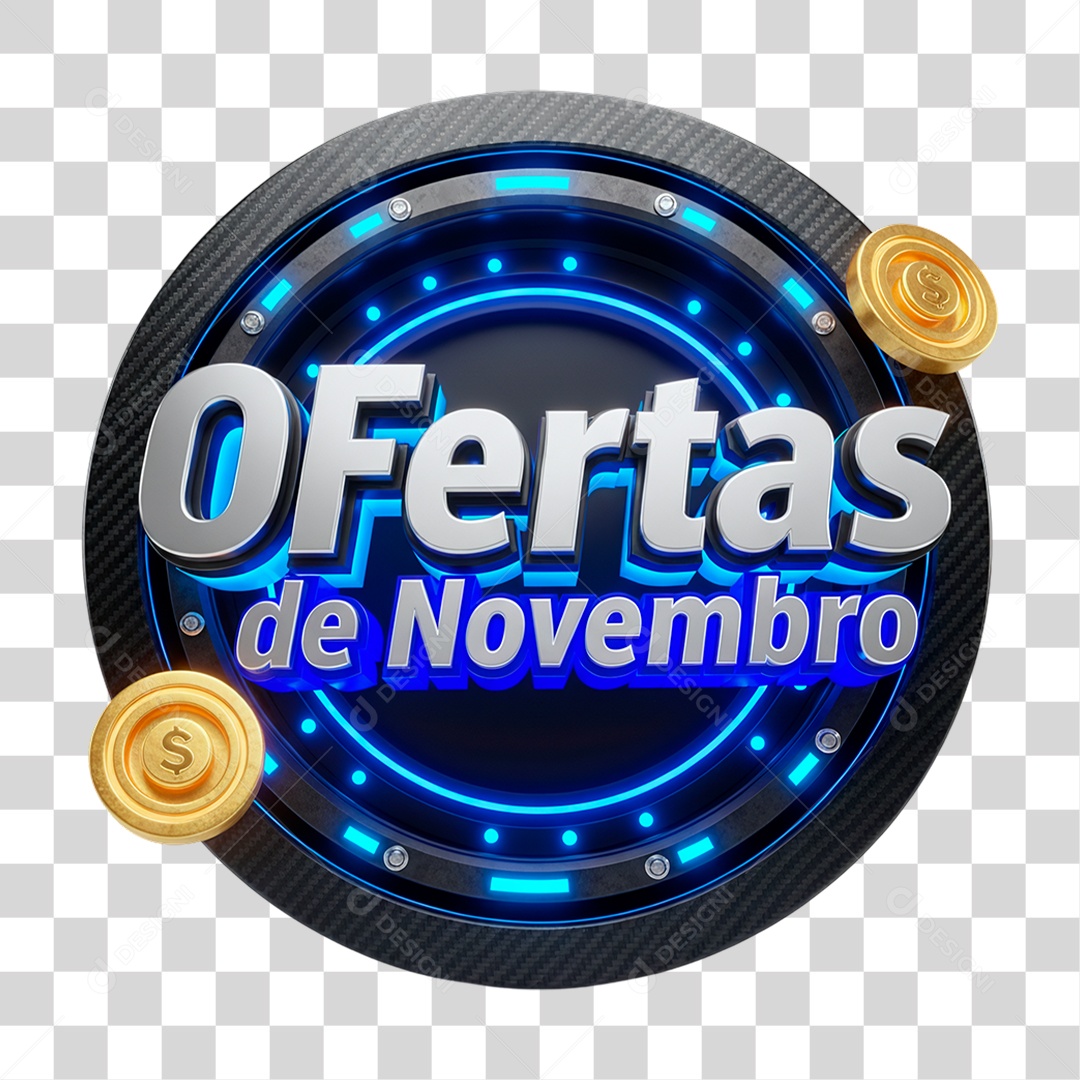 Selo 3D Ofertas de Novembro PNG Transparente