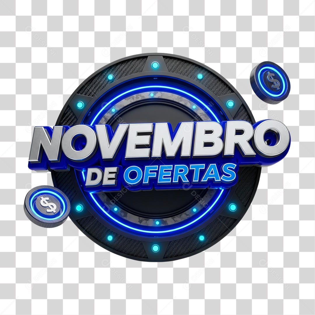 Selo 3D Novembro de Ofertas PNG Transparente