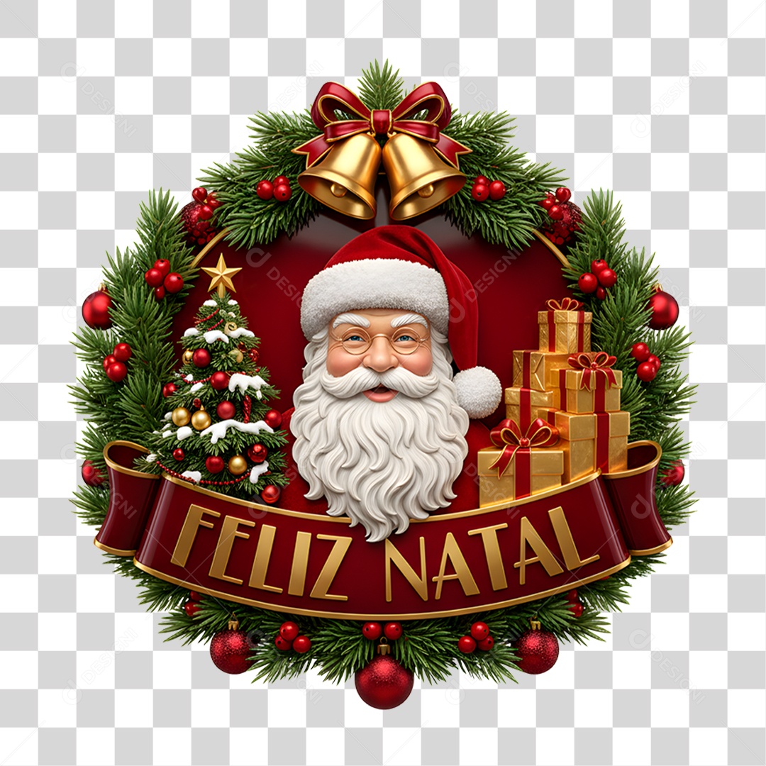 Selo 3D Feliz Natal PNG Transparente