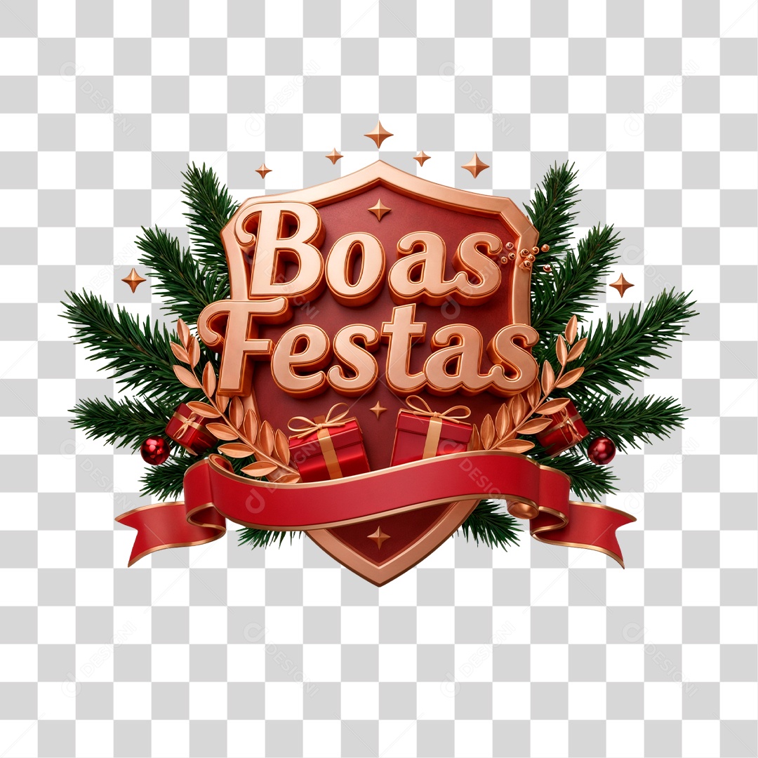 Selo 3D Boas Festas PNG Transparente