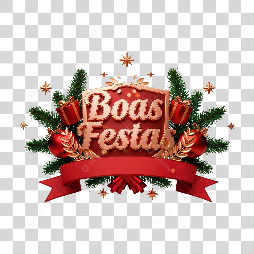 Selo 3D Boas Festas PNG Transparente