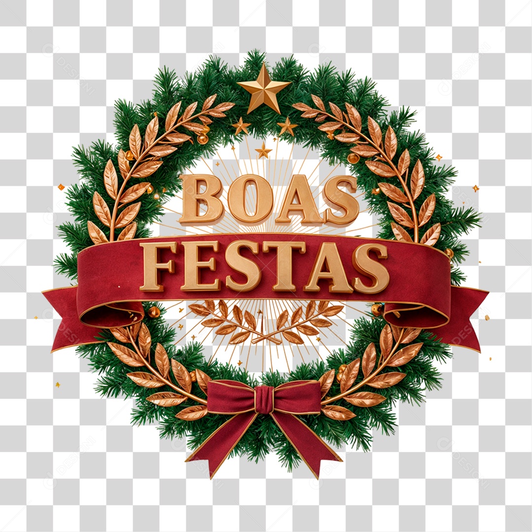 Selo 3D Boas Festas PNG Transparente