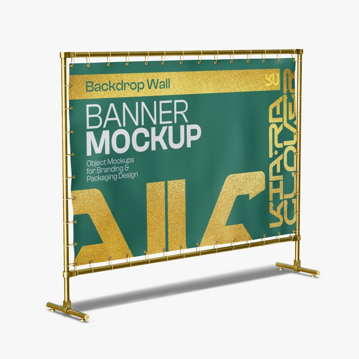 Backdrop Wall Banner Mockup Object Branding Design PSD Editável
