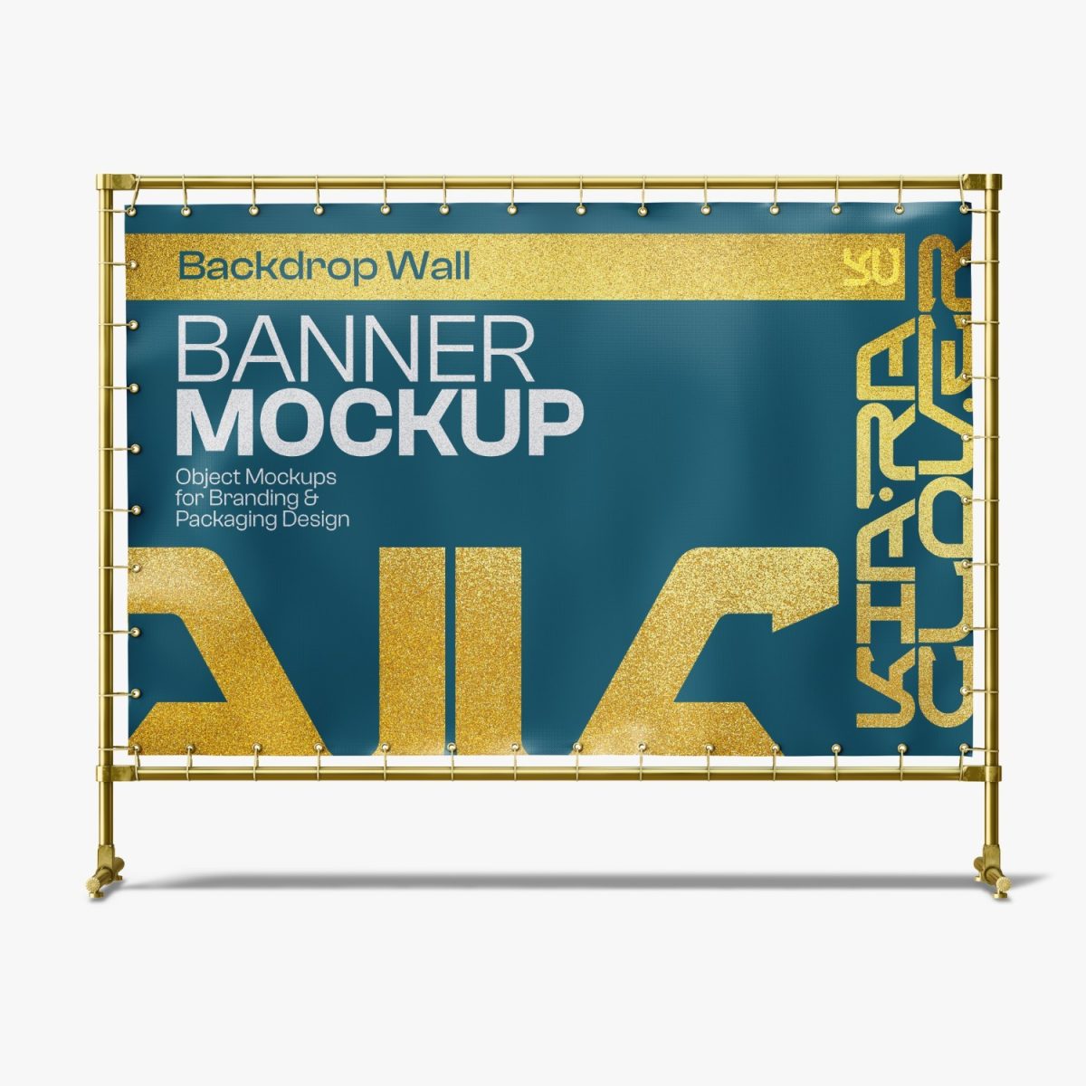 Banner Mockup Backdrop Wall Objeto 3D Design Embalagens PSD Editável