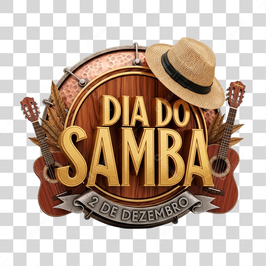 Selo 3D Dia do Samba 2 de Dezembro PNG Transparente