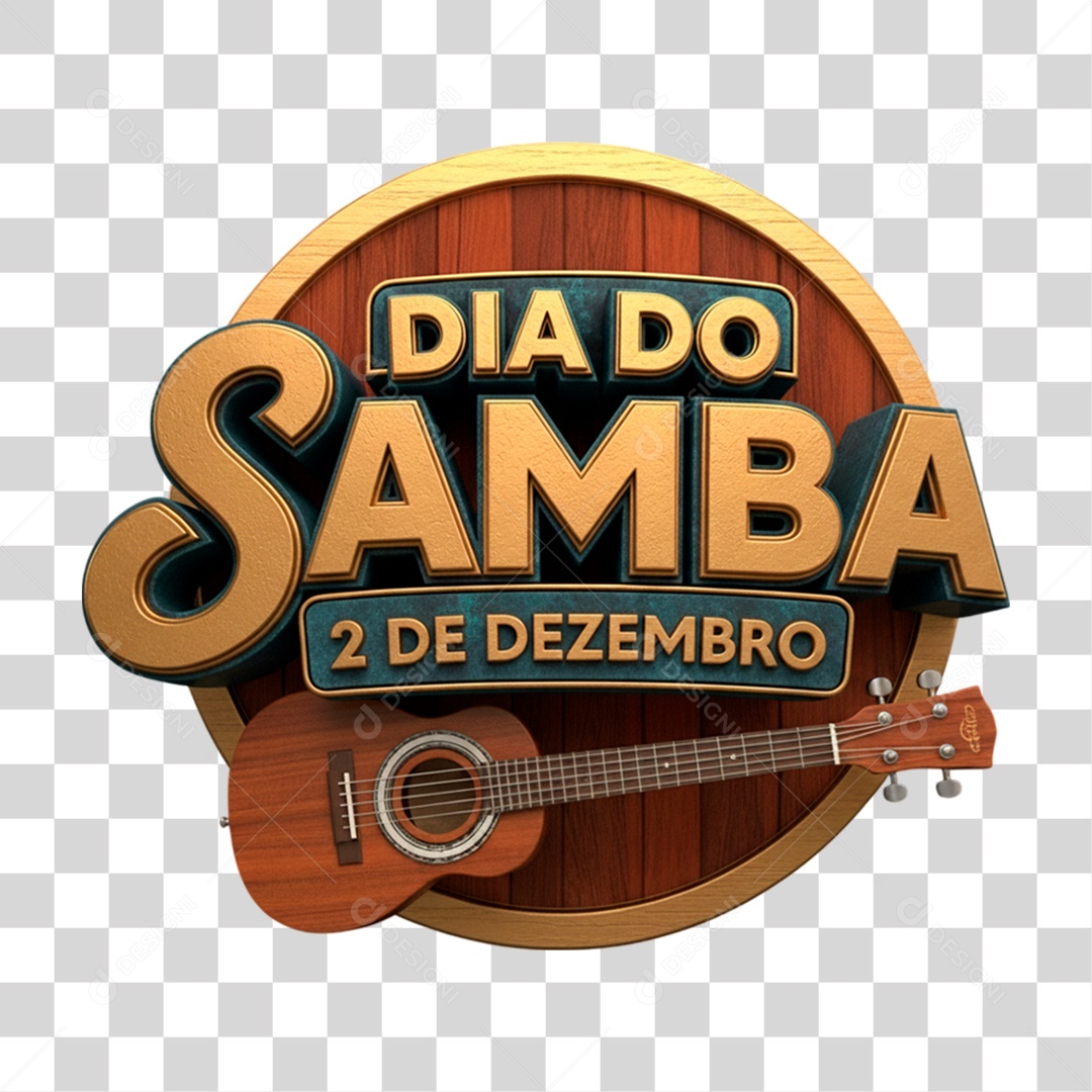 Selo 3D Dia do Samba 2 de Dezembro PNG Transparente