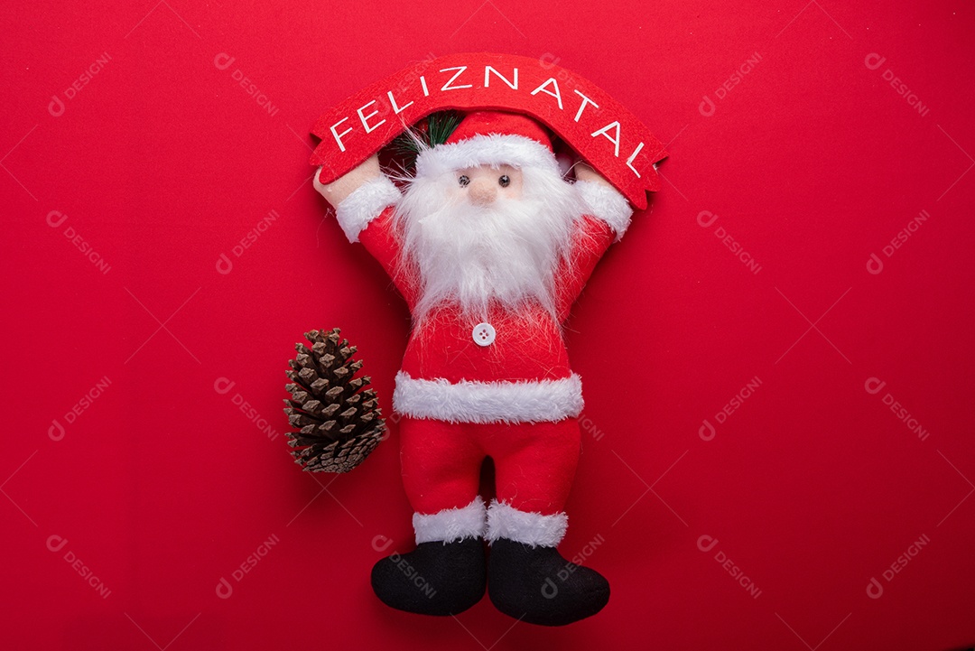 Festive christmas decor on vibrant red background-98