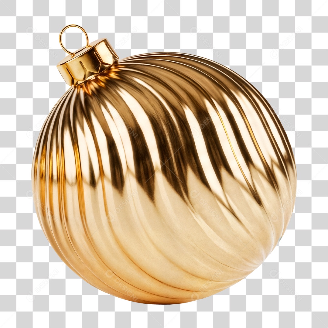 Bola de Natal Dourada PNG Transparente