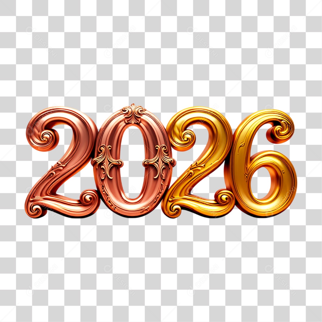 Selo 3D 2026 PNG Transparente