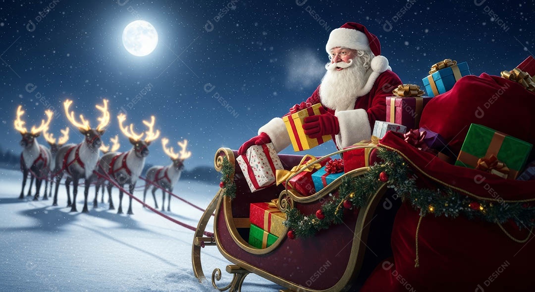 Um lindo papai noel em um ambiente natalino.